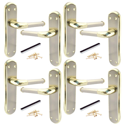 Marina Door Handle Two Tone Latch Lever - Brass and Satin