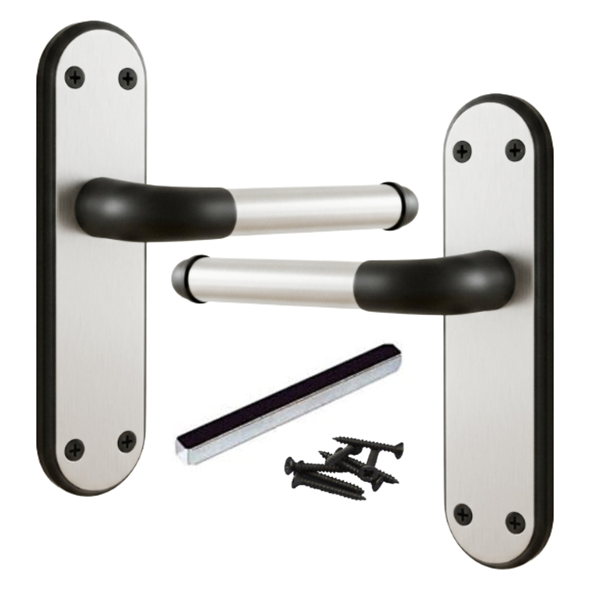 Marketplace JPG companion for Marina Door Handle Two Tone Latch Lever - Matt Black and Satin