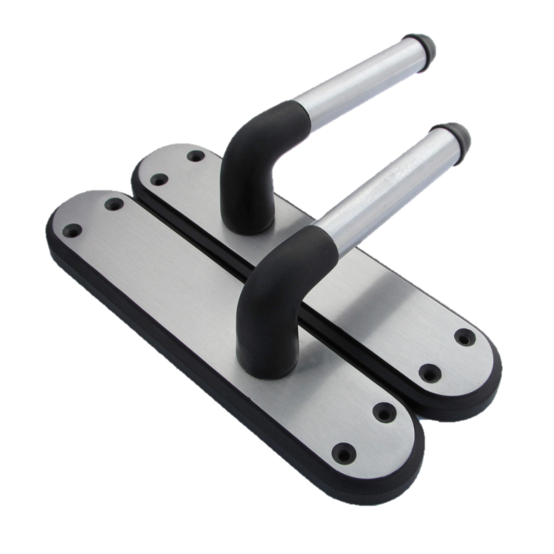 Marina Door Handle Two Tone Latch Lever - Matt Black and Satin - Metal