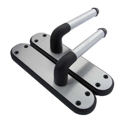 Marina Door Handle Two Tone Latch Lever - Matt Black and Satin - Metal