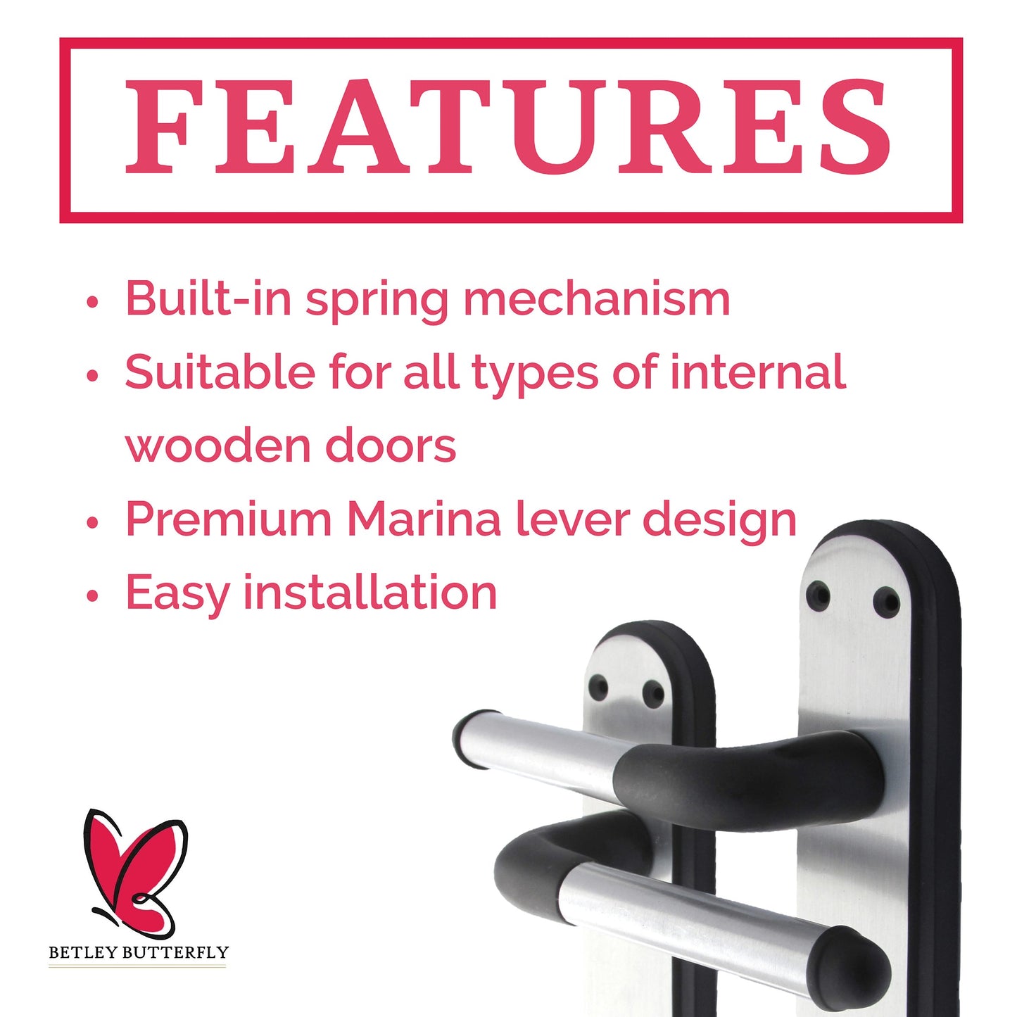 Marketplace JPG companion for Marina Door Handle Two Tone Bathroom Lock Lever - Matt Black and Satin