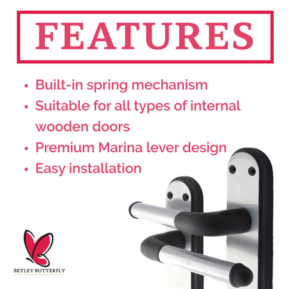 Marketplace JPG companion for Marina Door Handle Two Tone Bathroom Lock Lever - Matt Black and Satin