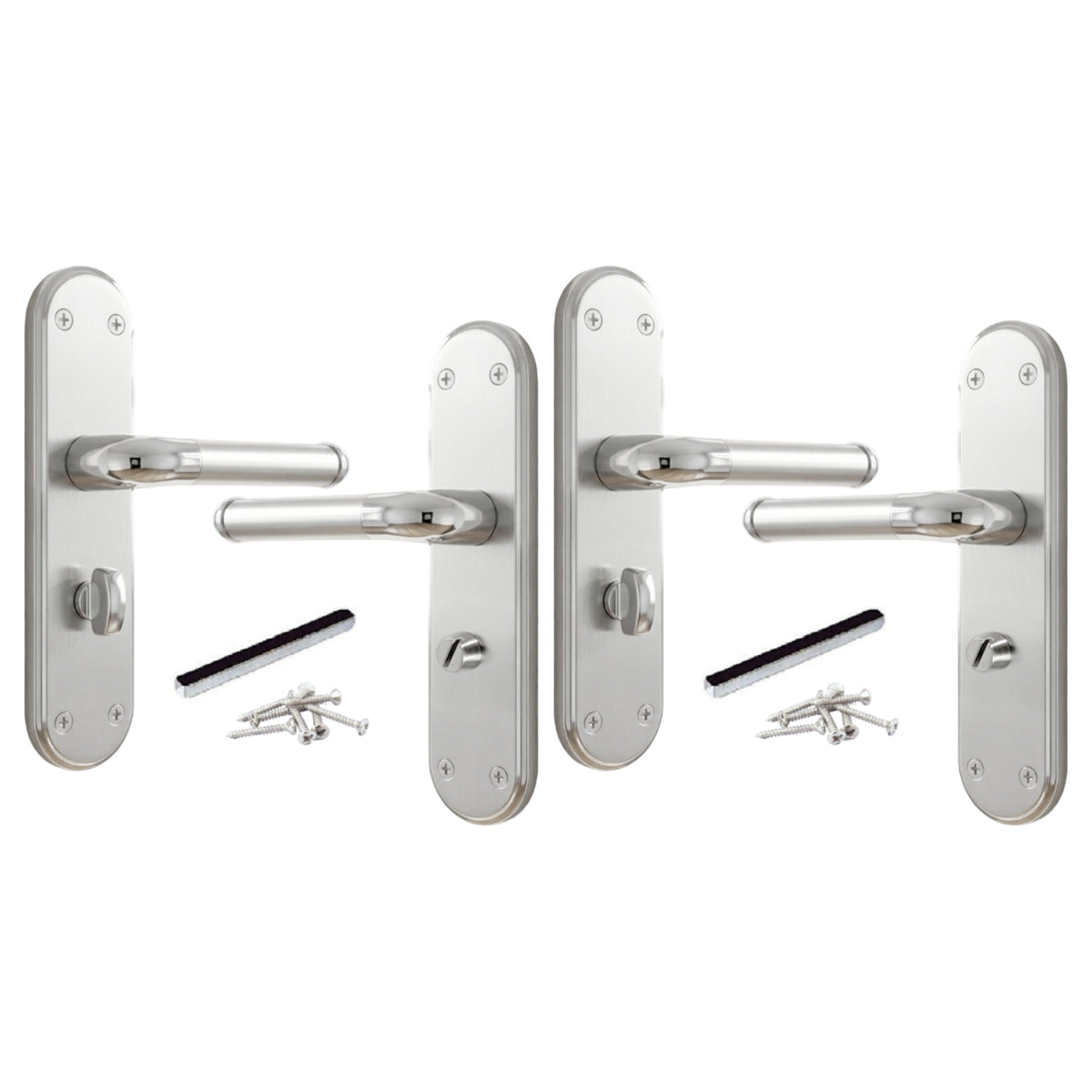 Marina Door Handle Two Tone Bathroom Lock Lever - Chrome and Satin
