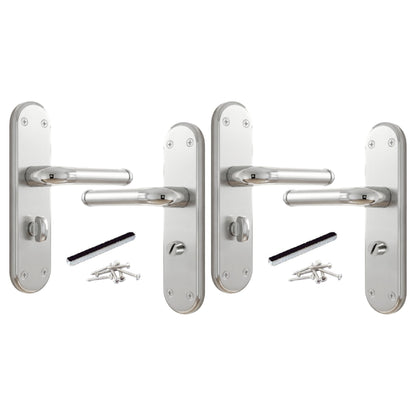 Marina Door Handle Two Tone Bathroom Lock Lever - Chrome and Satin
