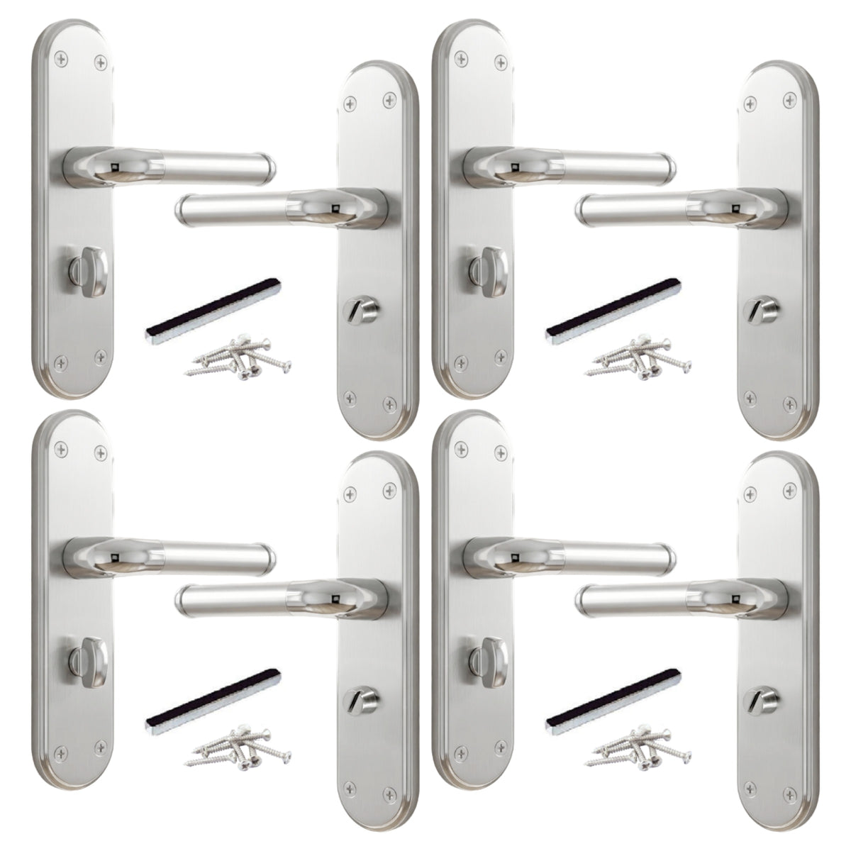 Marina Door Handle Two Tone Bathroom Lock Lever - Chrome and Satin
