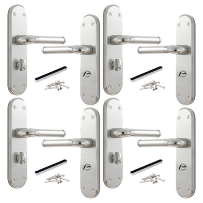 Marina Door Handle Two Tone Bathroom Lock Lever - Chrome and Satin