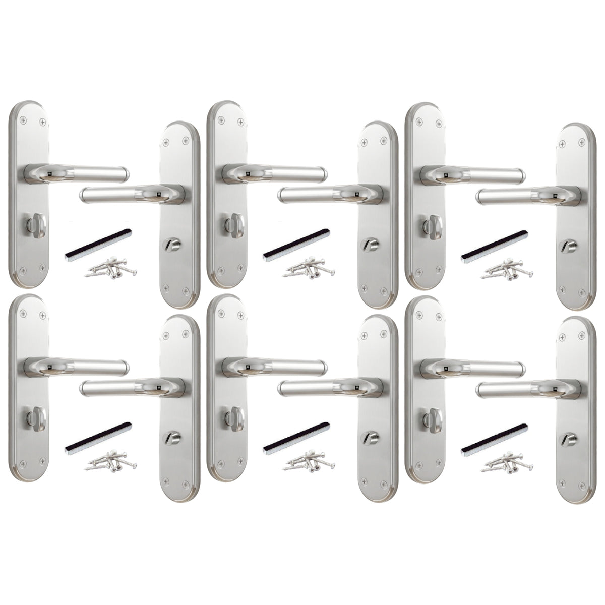 Marina Door Handle Two Tone Bathroom Lock Lever - Chrome and Satin