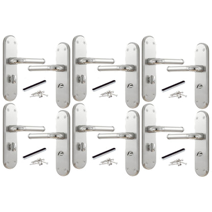 Marina Door Handle Two Tone Bathroom Lock Lever - Chrome and Satin