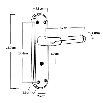 Marina Door Handle Two Tone Lock Lever - Black Nickel and Satin