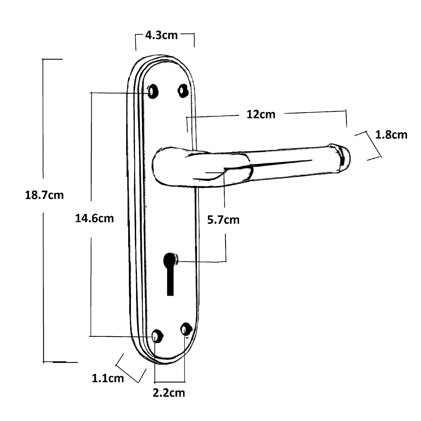 Marina Door Handle Two Tone Lock Lever - Matt Black and Satin