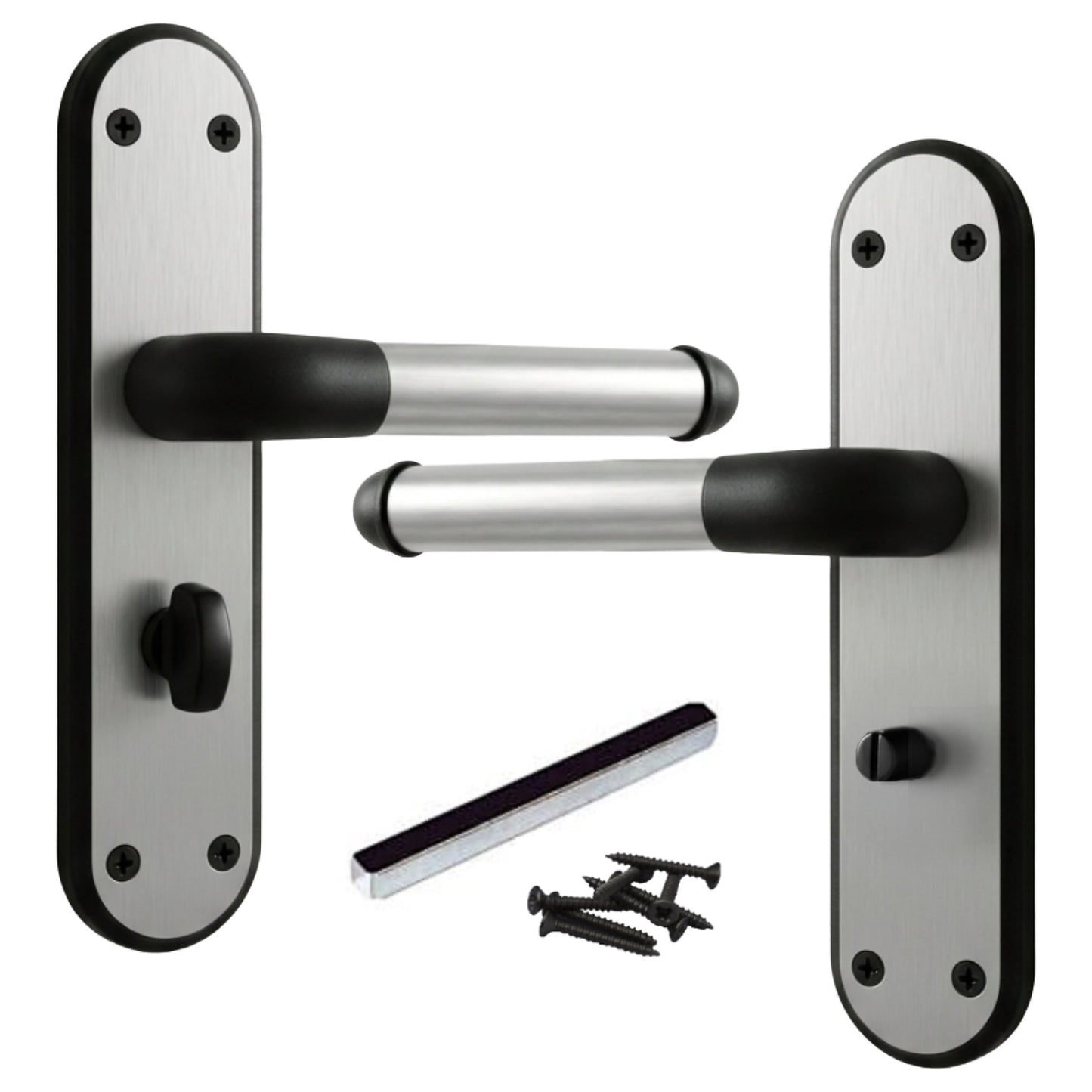 Marketplace JPG companion for Marina Door Handle Two Tone Bathroom Lock Lever - Matt Black and Satin