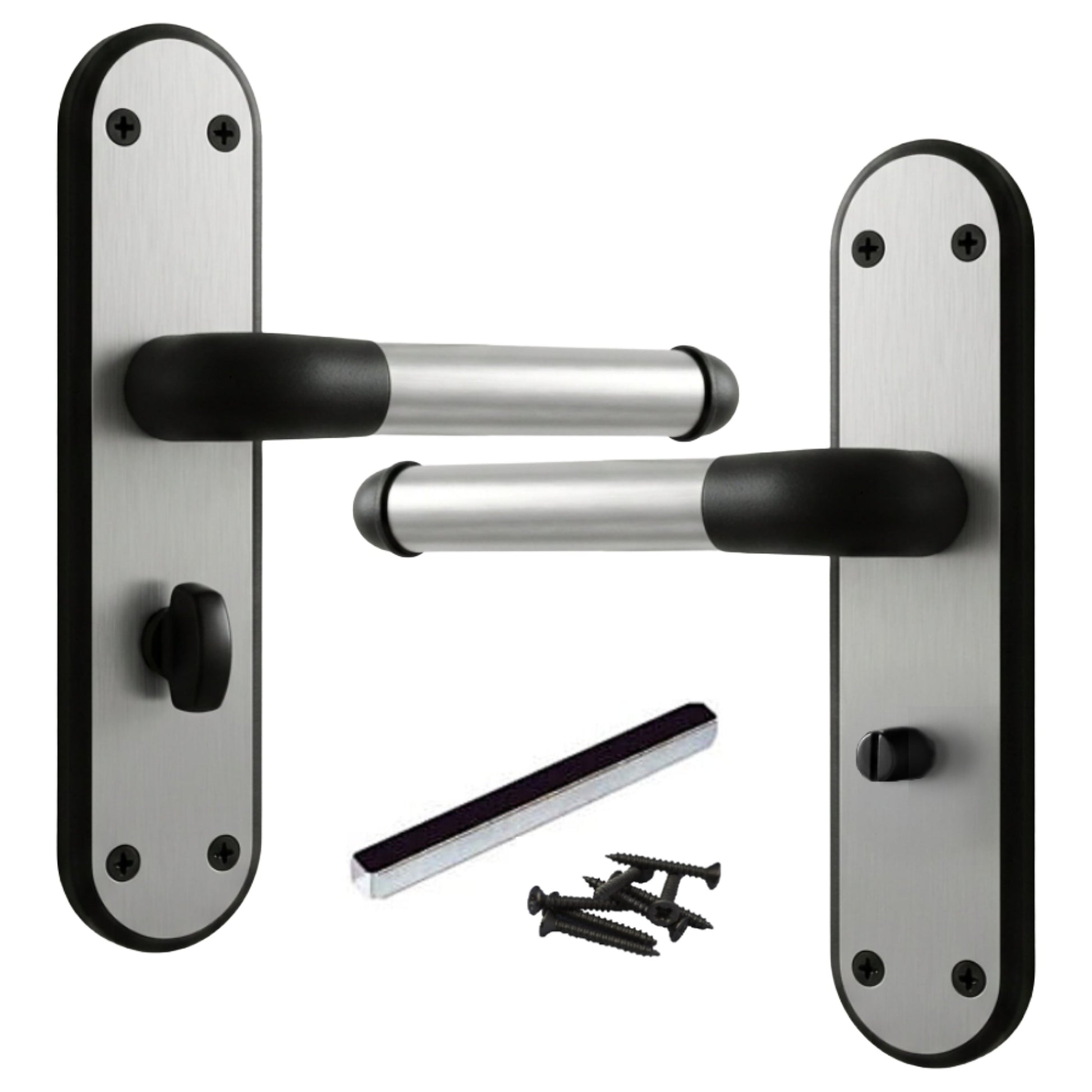 Marketplace JPG companion for Marina Door Handle Two Tone Bathroom Lock Lever - Matt Black and Satin