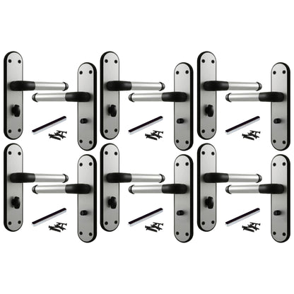 Marina Door Handle Two Tone Bathroom Lock Lever - Matt Black and Satin
