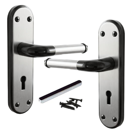 Marina Door Handle Two Tone Lock Lever - Black Nickel and Satin