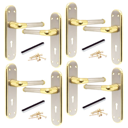 Marina Door Handle Two Tone Lock Lever - Brass and Satin