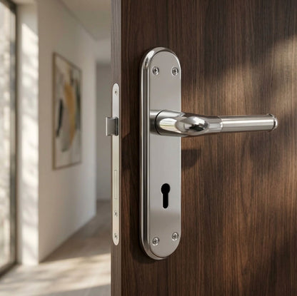 Marina Door Handle Two Tone Lock Lever - Chrome and Satin