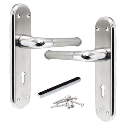Marina Door Handle Two Tone Lock Lever - Chrome and Satin