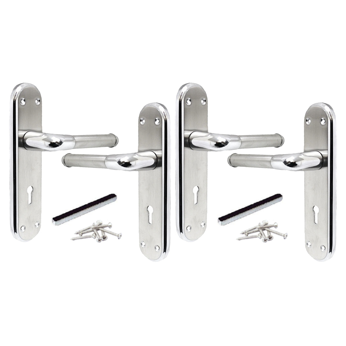 Marina Door Handle Two Tone Lock Lever - Chrome and Satin