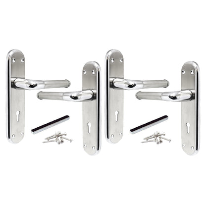 Marina Door Handle Two Tone Lock Lever - Chrome and Satin