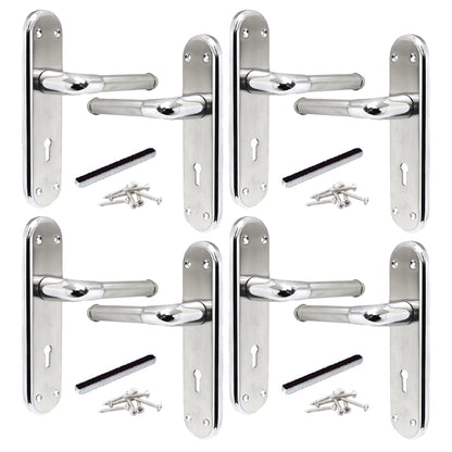 Marina Door Handle Two Tone Lock Lever - Chrome and Satin