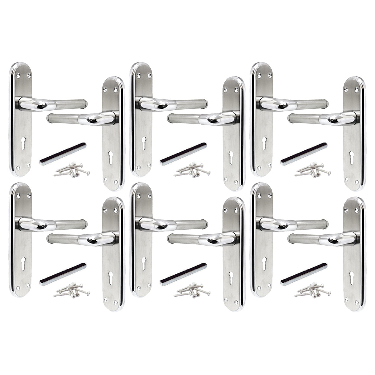 Marina Door Handle Two Tone Lock Lever - Chrome and Satin