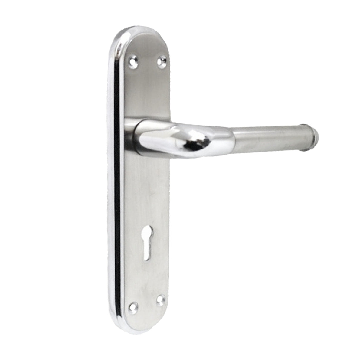 Marina Door Handle Two Tone Lock Lever - Chrome and Satin
