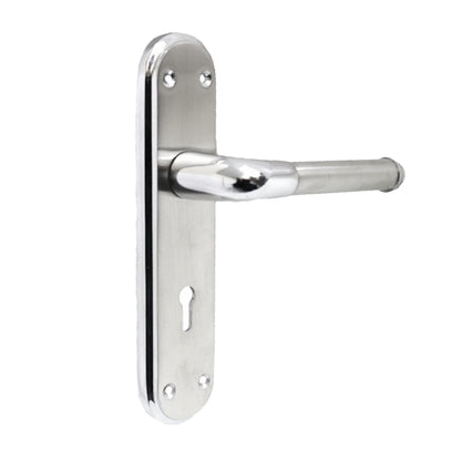 Marina Door Handle Two Tone Lock Lever - Chrome and Satin