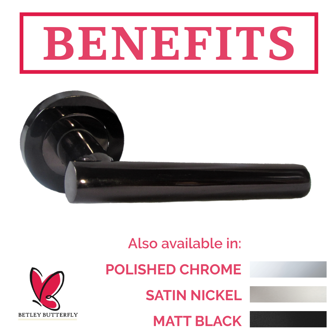 MULTIPACK Door Handles T Bar Straight Lever on Rose Latch - Black Nickel 125mm