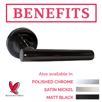 MULTIPACK Door Handles T Bar Straight Lever on Rose Latch - Black Nickel 125mm