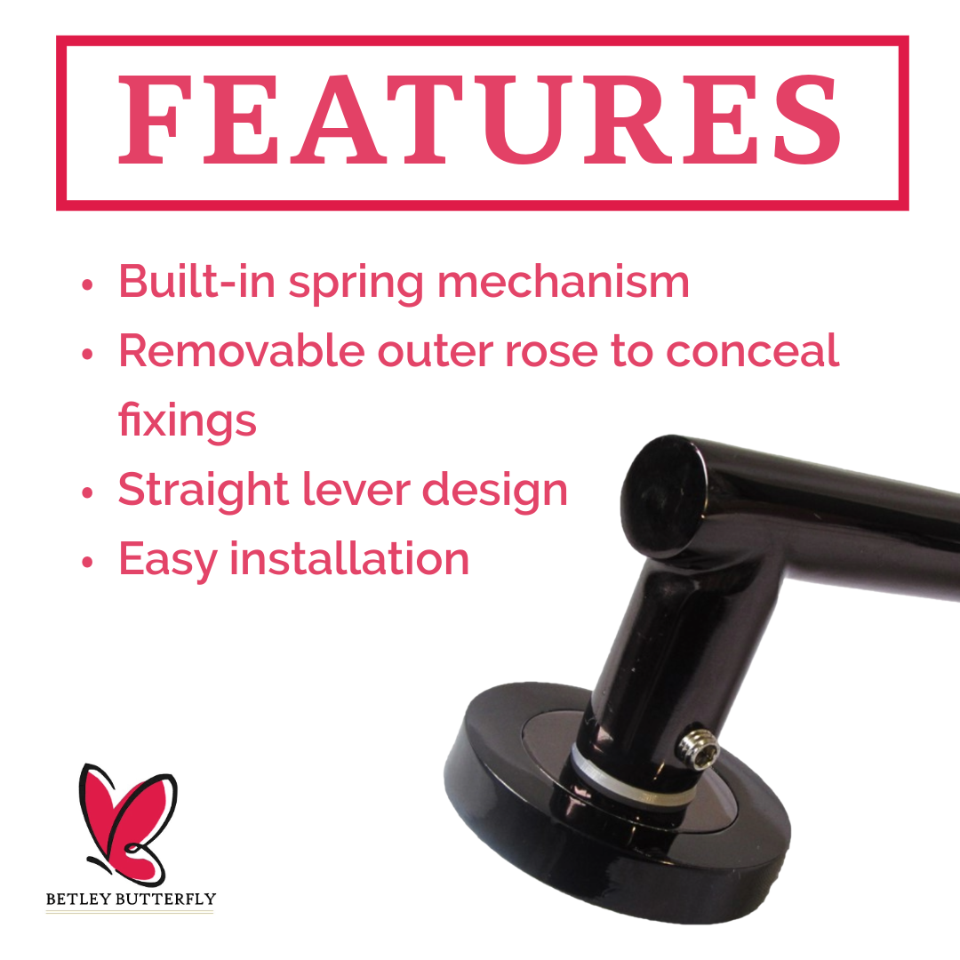 MULTIPACK Door Handles T Bar Straight Lever on Rose Latch - Black Nickel 125mm