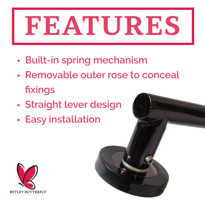 MULTIPACK Door Handles T Bar Straight Lever on Rose Latch - Black Nickel 125mm