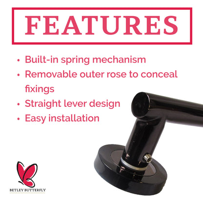 Marketplace JPG companion for Door Handles T Bar Straight Lever on Rose Latch - Black Nickel 125mm - 10mm