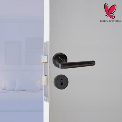 MULTIPACK Door Handles T Bar Straight Lever on Rose Latch - Black Nickel 125mm