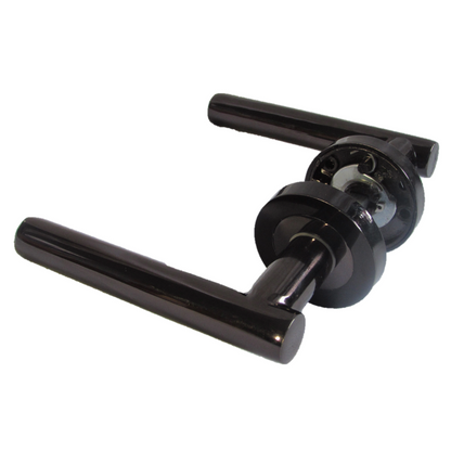 MULTIPACK Door Handles T Bar Straight Lever on Rose Latch - Black Nickel 125mm