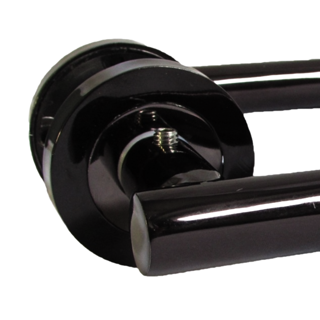 MULTIPACK Door Handles T Bar Straight Lever on Rose Latch - Black Nickel 125mm