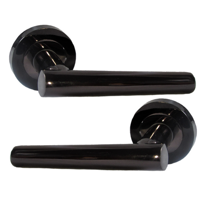 MULTIPACK Door Handles T Bar Straight Lever on Rose Latch - Black Nickel 125mm