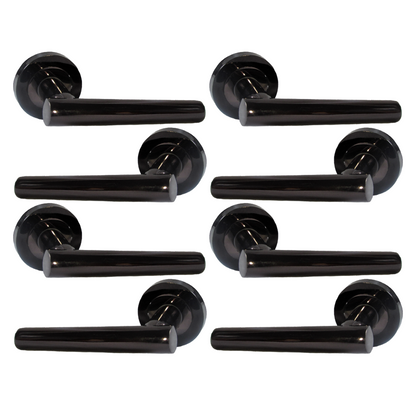 MULTIPACK Door Handles T Bar Straight Lever on Rose Latch - Black Nickel 125mm