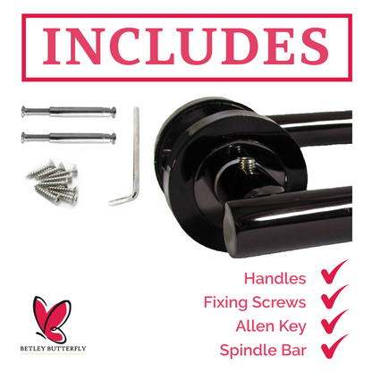 MULTIPACK Door Handles T Bar Straight Lever on Rose Latch - Black Nickel 125mm