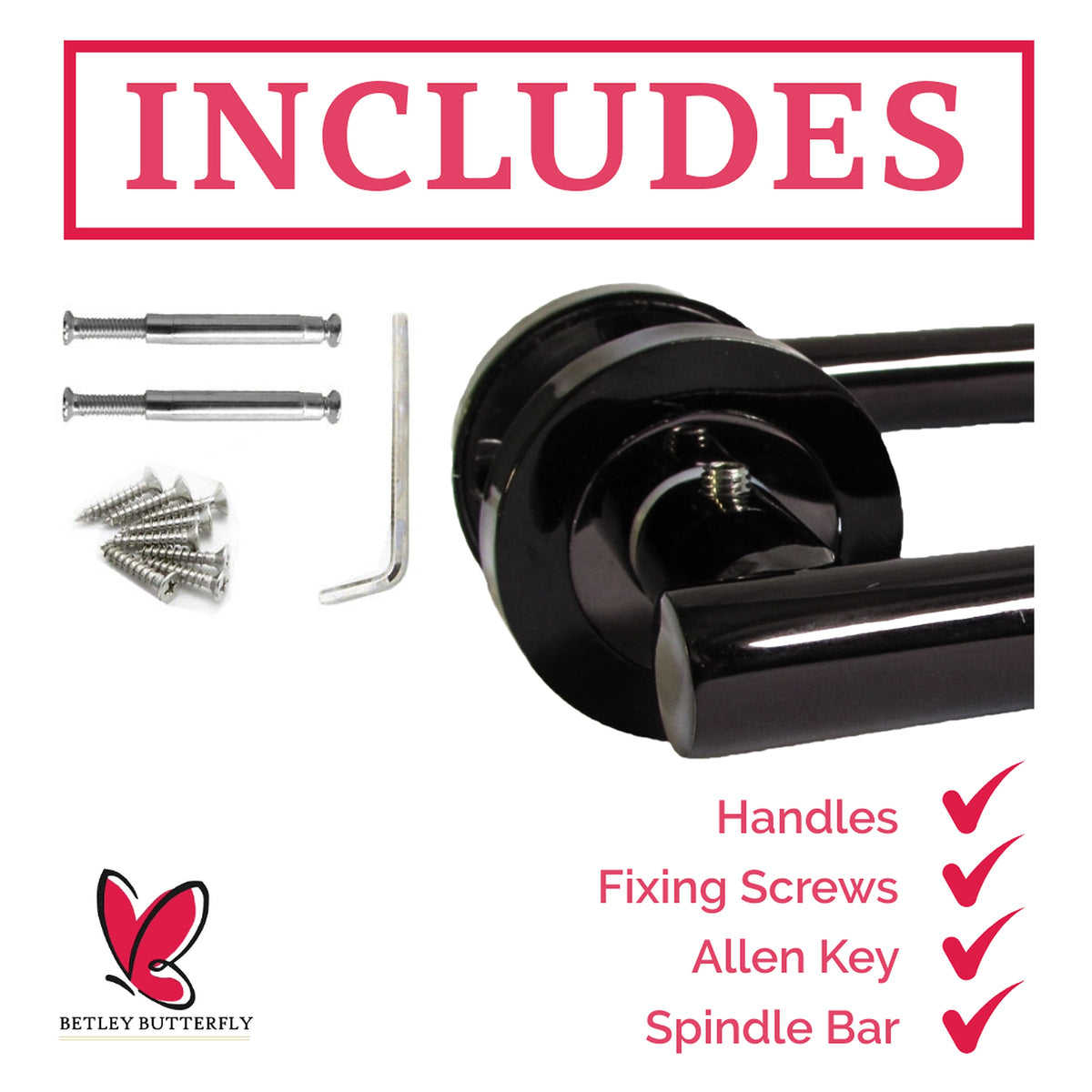 Marketplace JPG companion for Door Handles T Bar Straight Lever on Rose Thumb Turn & Lock & Hinges - Black Nickel