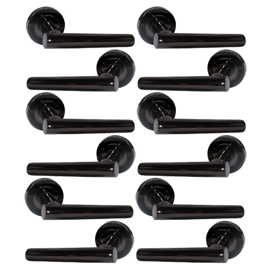 MULTIPACK Door Handles T Bar Straight Lever on Rose Latch - Black Nickel 125mm
