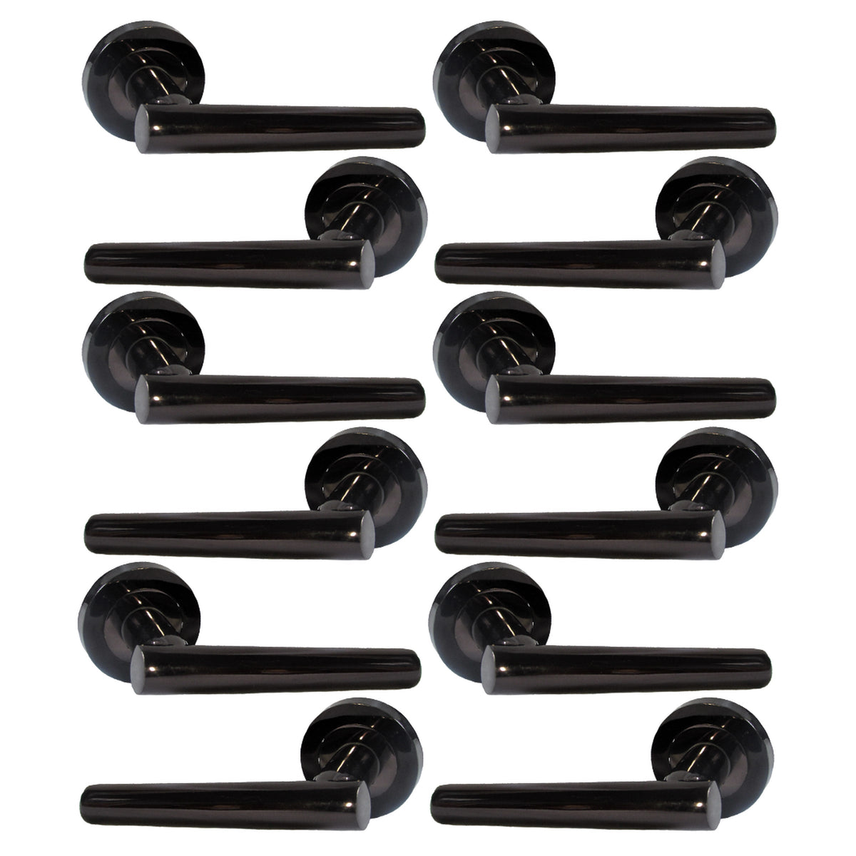 Marketplace JPG companion for Multipack Door Handles T Bar Straight Lever on Rose Latch - Black Nickel 125mm - 52mm