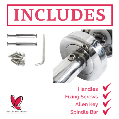 Door Handles T Bar Straight Lever on Rose Latch - Chrome 125mm