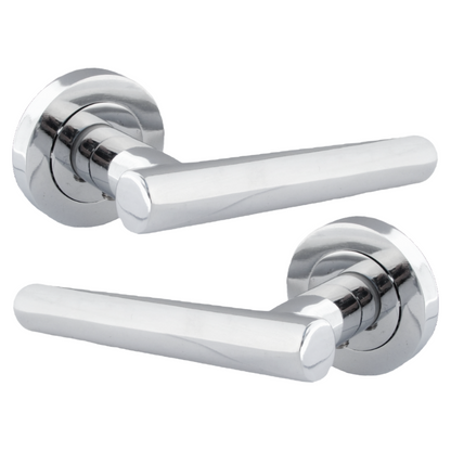 Door Handles T Bar Straight Lever on Rose Latch - Chrome 125mm