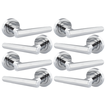 MULTIPACK Door Handles T Bar Straight Lever on Rose Latch - Chrome 125mm