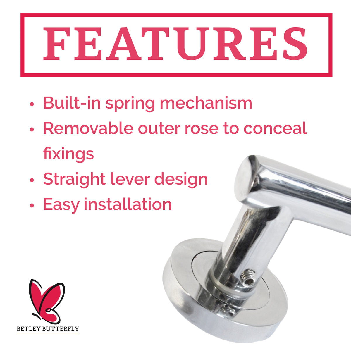 Marketplace JPG companion for Door Handles T Bar Straight Lever on Rose Latch Pack - Chrome 125mm