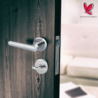 Door Handles T Bar Straight Lever on Rose Latch - Chrome 125mm