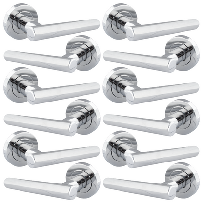 MULTIPACK Door Handles T Bar Straight Lever on Rose Latch - Chrome 125mm