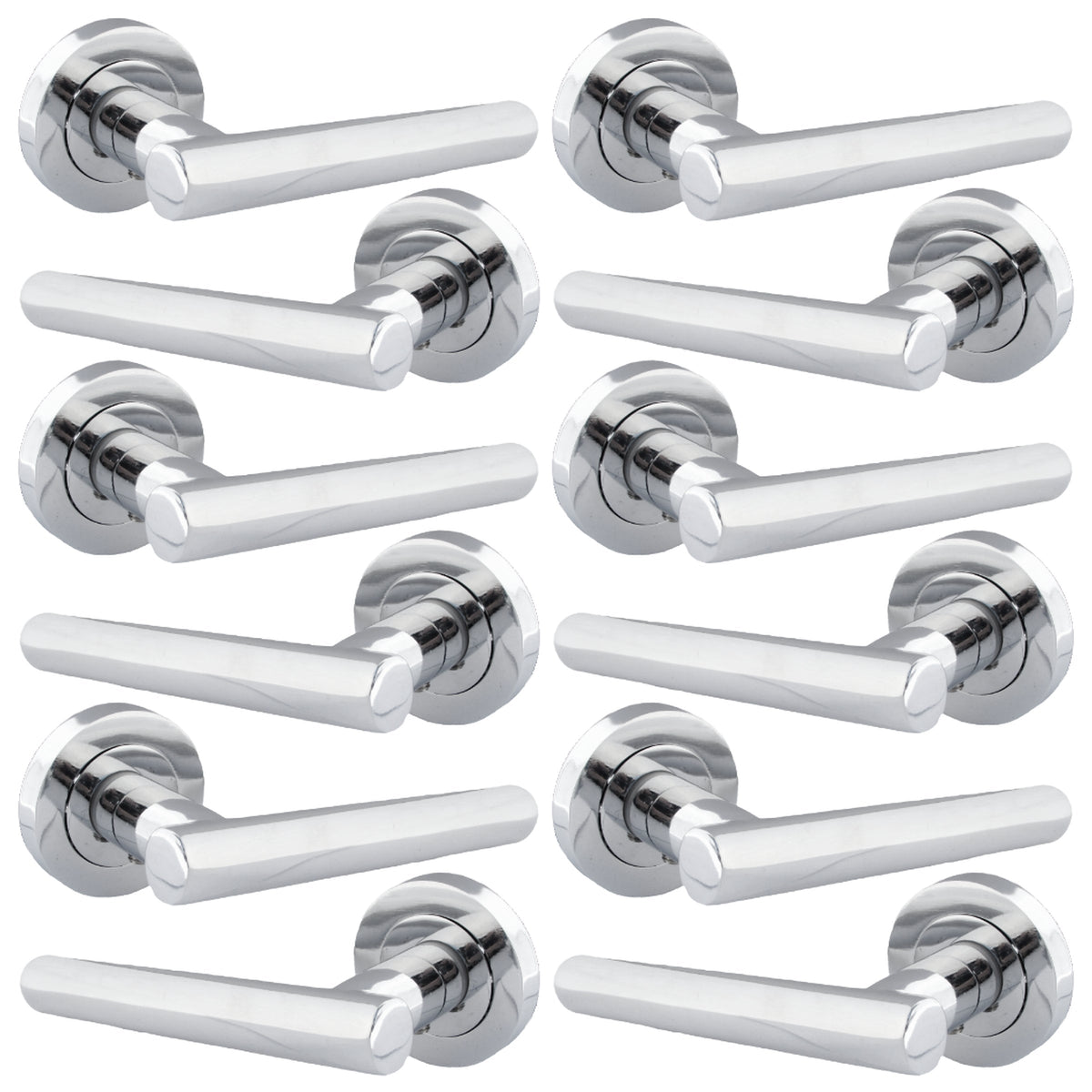 Marketplace JPG companion for Multipack Door Handles T Bar Straight Lever on Rose Latch - Chrome 125mm - 52mm