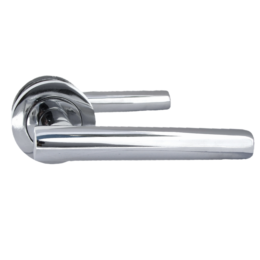 Door Handles T Bar Straight Lever on Rose Bathroom Thumb turn & Lock - Chrome