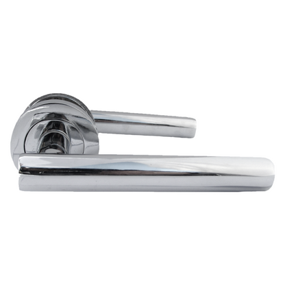 Door Handles T Bar Straight Lever on Rose Bathroom Thumb turn & Lock - Chrome